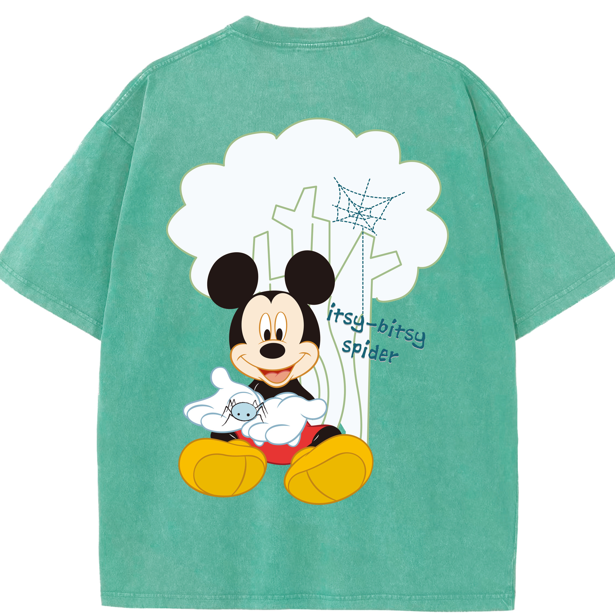 （画像用） ミッキーマウス Mickey Mouse 綿100% ヴィンテージ風 半袖Tシャツ（背面プリント）